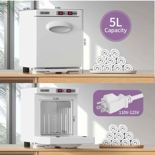 Towel Warmer, 5L Small Hot Towel Warmers for Spa, Towel heater for Facials and Towel Warmer Esthetician. (White)