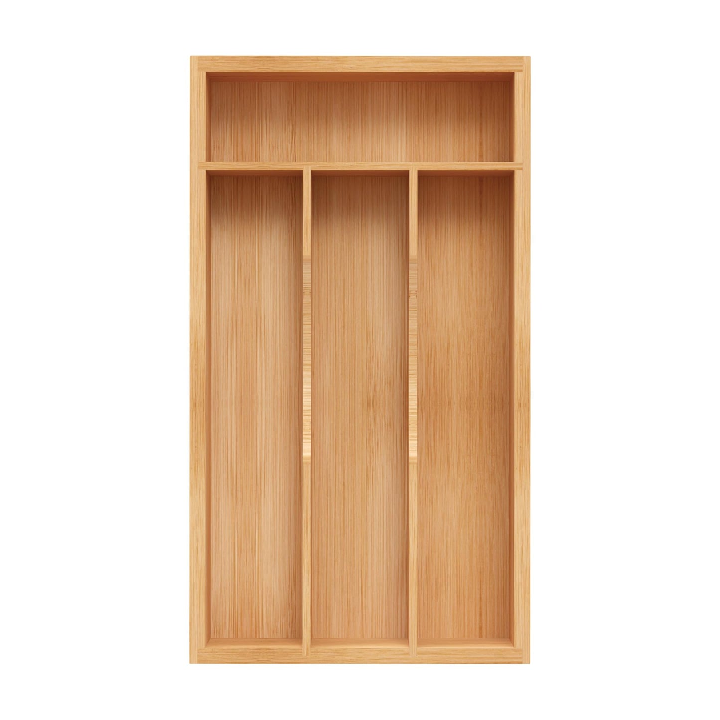 BEKVEM Small Silverware Organizer, Bamboo Kitchen Drawer Organizer, Utensil Holder, Cutlery Tray & Spoon Flatware Storage with Grooved Drawer Dividers (6.7''W x 12''D)