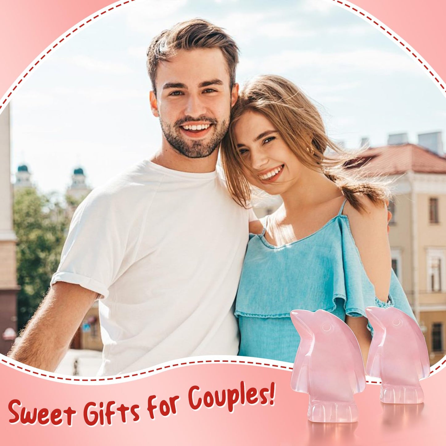 FRESOULY Gifts for Him Her,Rose Quartz Penguin Gifts for Couples,Romantic Anniversary Wedding Birthday Valentines Gift for Men Women Boyfriend Girlfriend Husband Wife