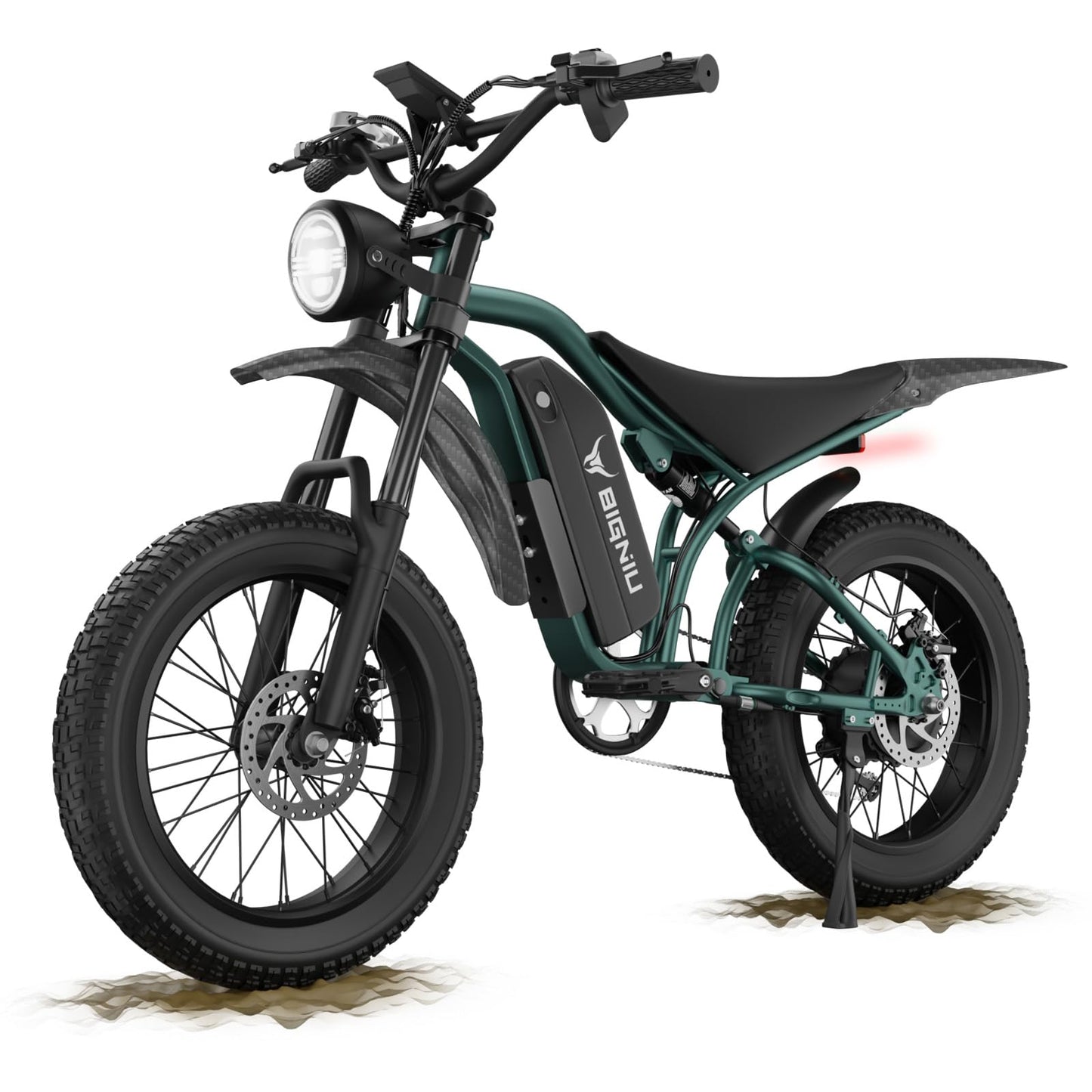 BIGNIU Electric Bike for Adults – 20" Fat Tire, Peak 1200W Motor, 48V 15A Battery, 7-Speed, Dual Disc Brakes for Off-Road and City Riding BG-S (Dark Green)