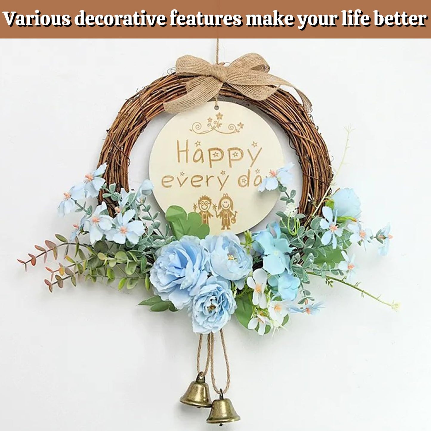 Yiksonyo 7 Pcs 10 Inch Natural Grapevine Wreath, Natural Rattan Wreath,Hand-Woven 10 Inch Vine Branch Wreaths, Perfect for DIY Crafts, Christmas Decorations, and Wedding Supplies