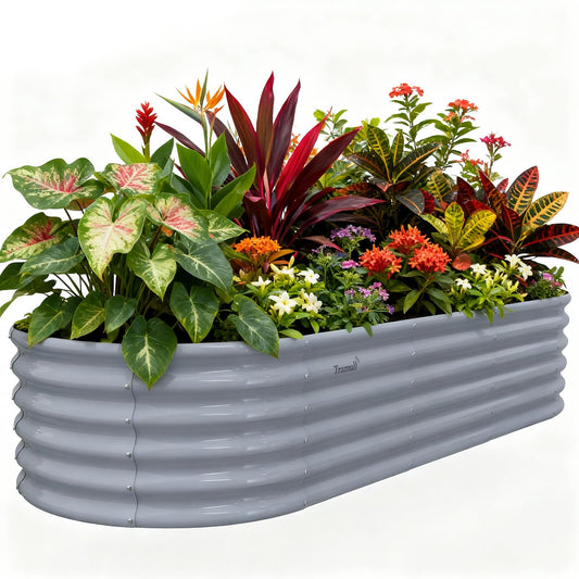 8x3x1.5ft Galvanized Raised Garden Bed, 18" Tall Metal Raised Beds for Gardening, Large Planters Boxes for Outdoor Plants Vegetables, Flowers, Herbs & Tomatoes, Above Ground Garden Beds Kit, Grey