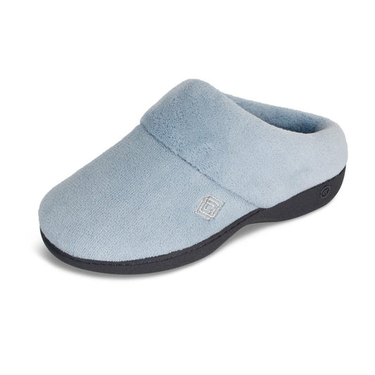 isotoner Women's Classic Clog Slippers with Memory Foam Comfort and Non-slip Sole Slipper, Blue Fog, 6.5-7