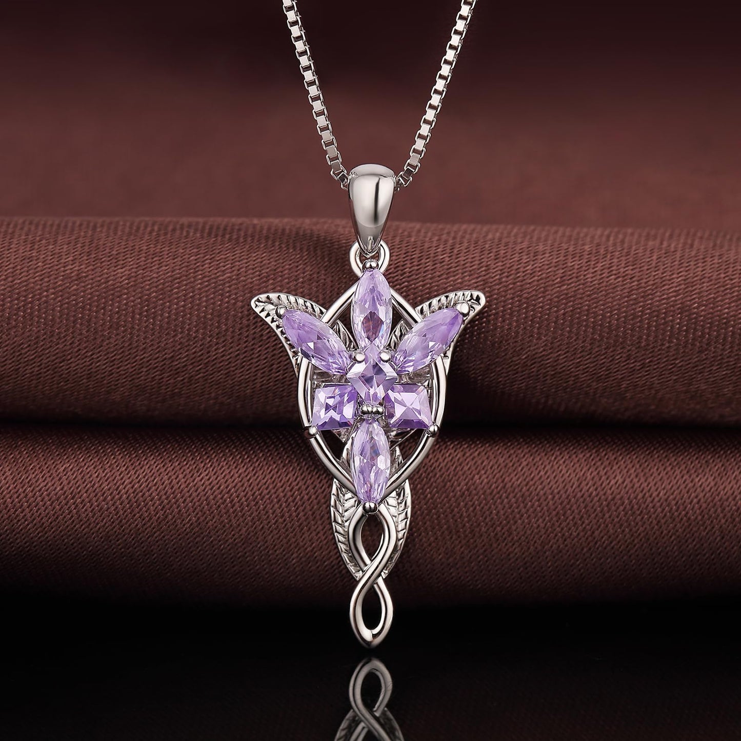 jiamiaoi Lord of the Rings Pendant Necklace Arwen Evenstar Necklace Silver Lord of the Rings Accessories Elvish Jewelry for Women