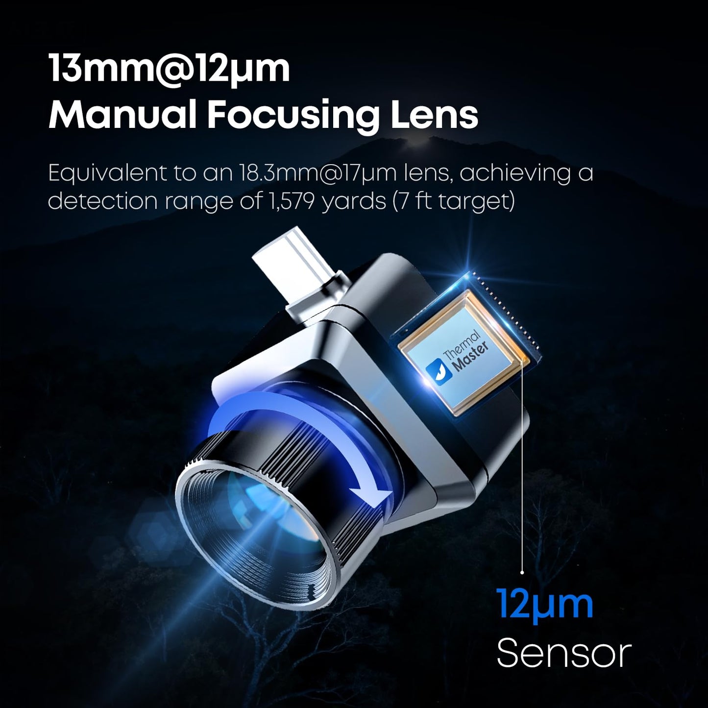 Thermal Master T2 Pro Thermal Monocular for iPhone, 1500 Yards Night Vision Camera with 13mm Lens, Tactical Handle, Infrared Imager for Outdoor Detecting Deer