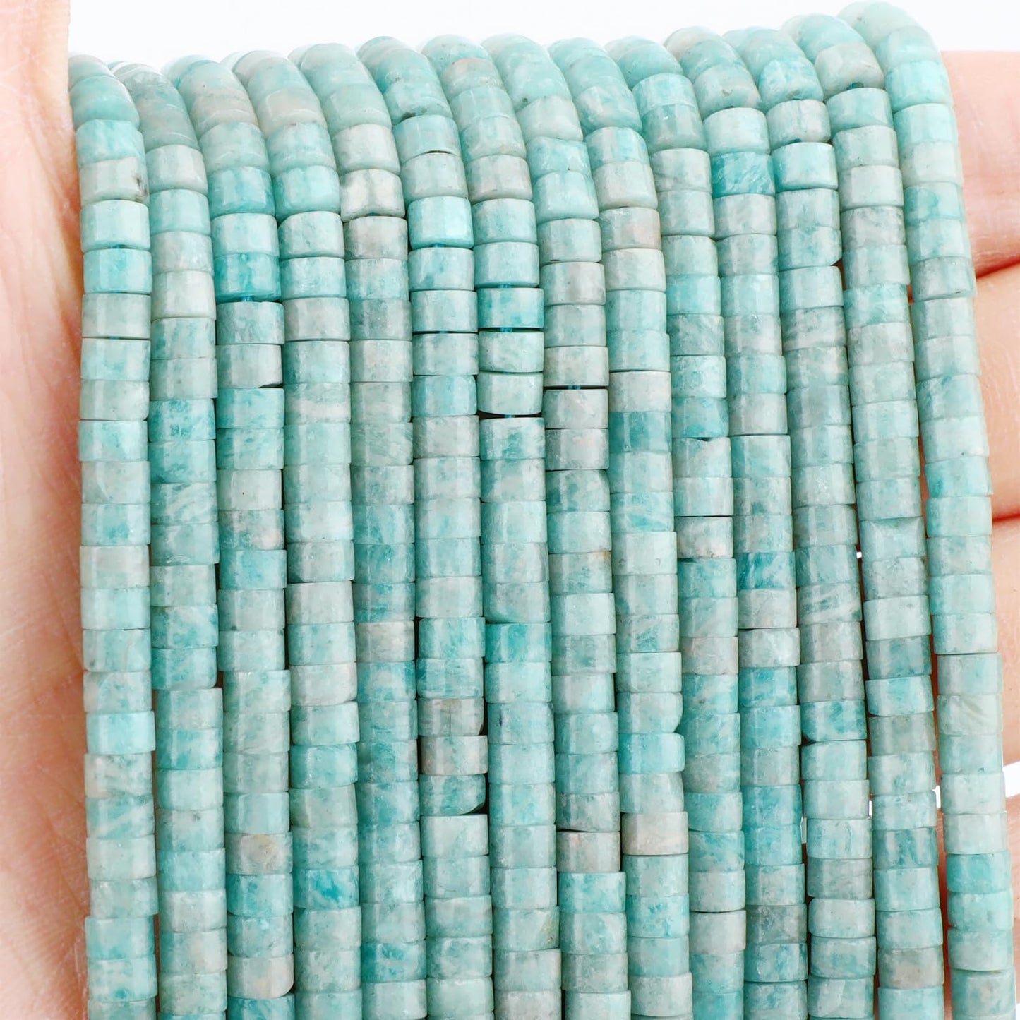 Natural Amazonite Heishi Spacer Beads Loose Semi Precious Flat Round Gemstone Disc Shape Stone for Beading Jewelry Making 4x2mm 15.5"