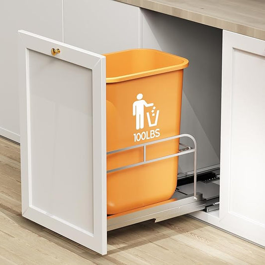 Pull Out Trash Can Under Cabinet Kit with Soft-Close Slides(Trash Bin Not Included), Under Sink Garbage Can Pull Out, for Kitchen, Sink, Drawer, Required Minimum Cabinet Size(12" W X 18" D)