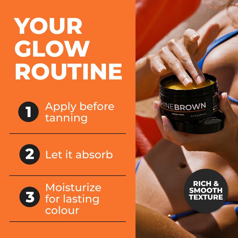 BYROKKO Shine Brown Tanning Accelerator Lotion - Indoor & Outdoor Fast Dark Tan Cream with Bronzer - Natural Botanical Oils for Face & Body - Water Resistant Formula - 7.1 Fl Oz Original