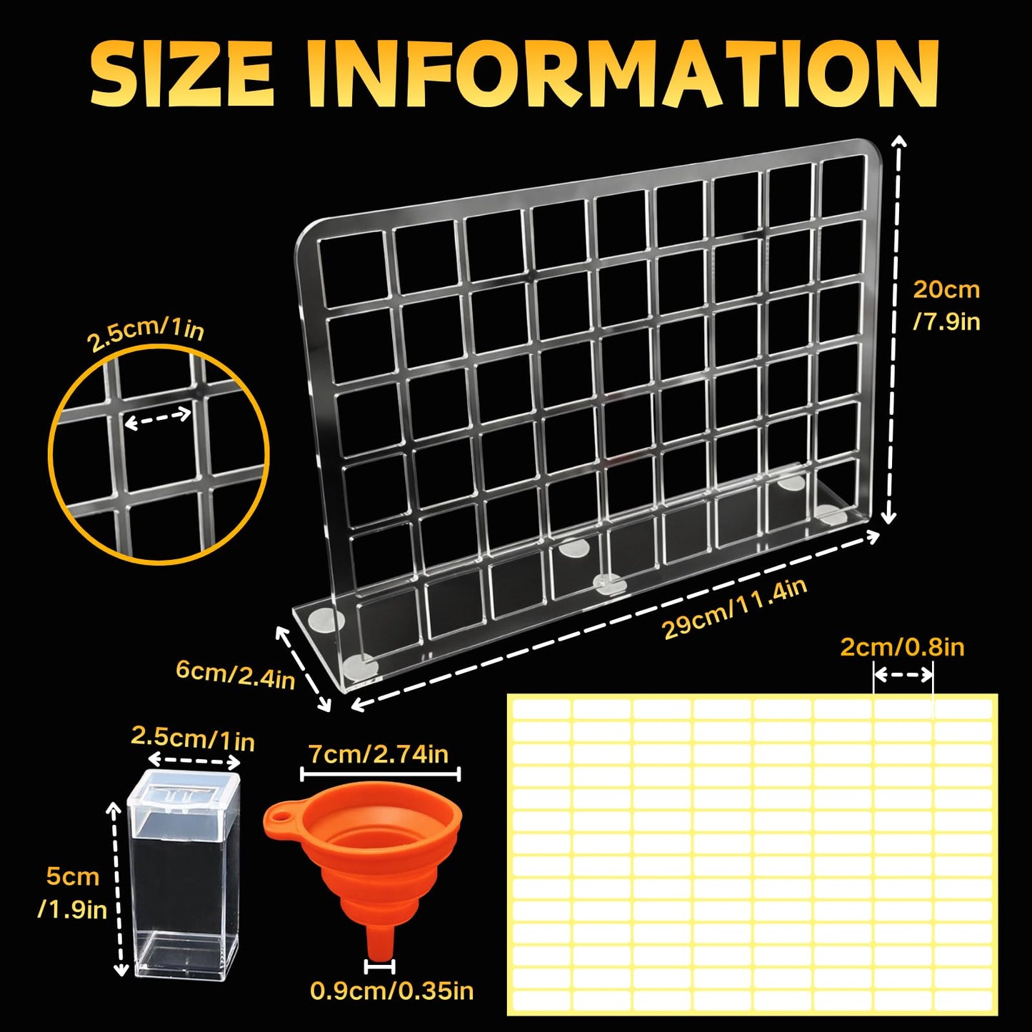 54-Jar Diamond Painting Storage Rack, Diamond Art Storage Containers with 75° Slanted Display, Funnel, Labels, Anti-Slip Pads, for Bead Storage, Jewelry, DIY Crafts, Thick Acrylic Tidy Desk Organizer