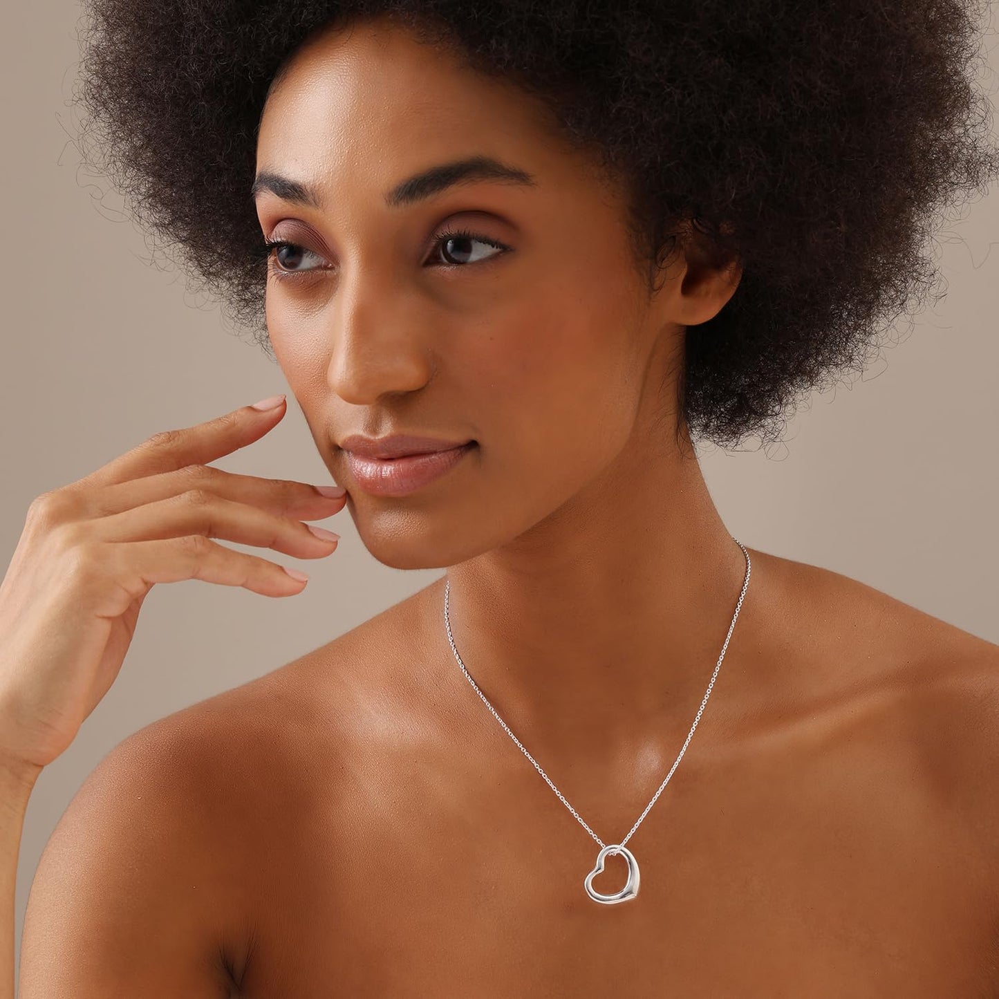 LeCalla 925 Sterling Silver Heart Necklace Open Heart Pendant Open Heart Necklace for Women Floating Love Heart Necklace 18 Inches