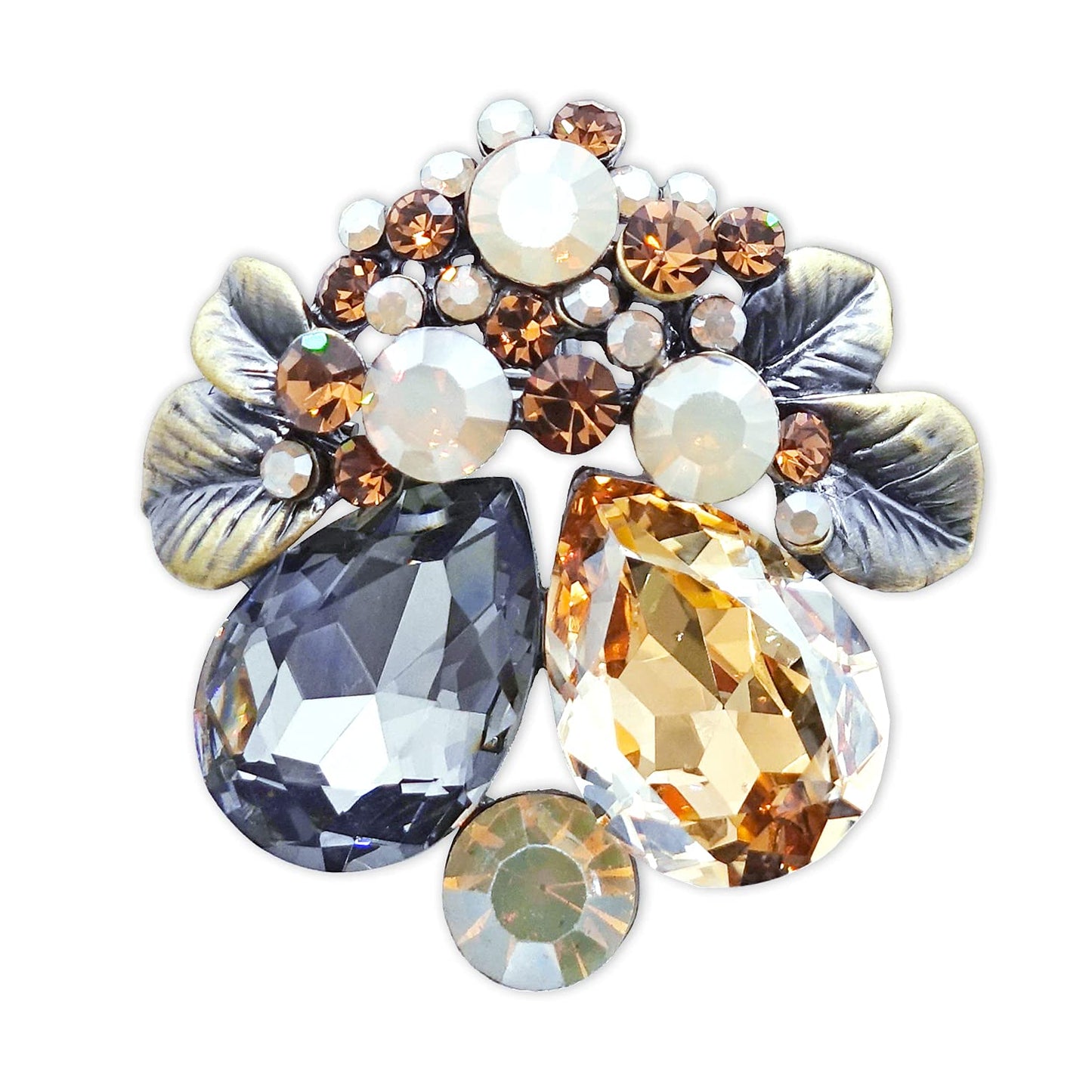 SinglinArt Brooches for Women Girls Crystal Flower Vintage Rhinestone Jewelry