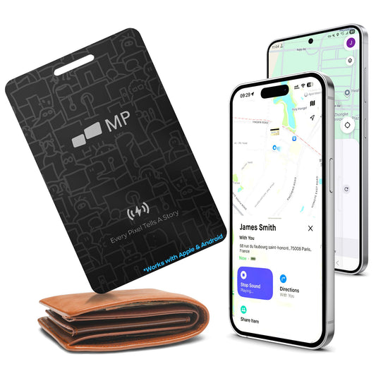 2026 Mobile Pixels Wallet Tracker Card, Works with (iOS and Android), Ultra Slim Rechargeable Bluetooth Tracker, Tracker Key Finder, Portable Item Locator for Wallet, Bags, Luggage (1- Pack)