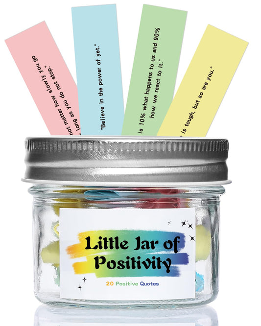 20 Positive Messages - Mini Jar of Positivity - Uplifting Affirmations, Self Care, Kindness, Joy, Motivational Messages Positive Jar Decorative Jar (Colorful-Positive)