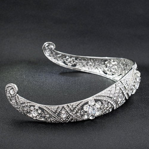 Royal Tiara with Real Austrian Crystals, Queen Mary's Bandeau Replica Tiara,Princess Meghan Wedding Bridal Diadem Jewelry