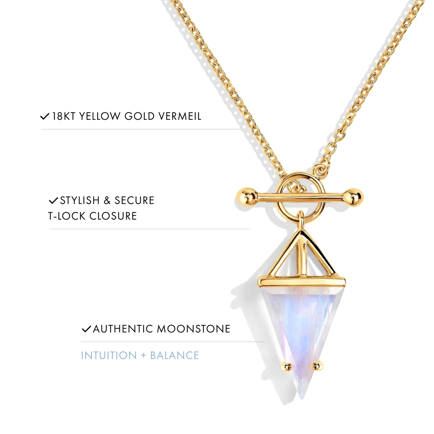 Moon Magic - Authentic Moonstone Necklace for Women | Onyx, Black Obsidian Necklaces/Real 925 Sterling Silver/18k Rose and Yellow Gold Enchanted Crystal Necklace for Women | Genuine Gemstone Jewelry
