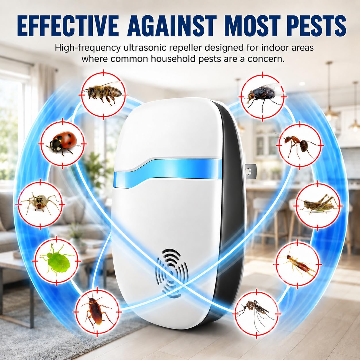 (2026 Upgraded) Ultrasonic Rodent & Pest Indoor Repeller - Stronger Driving Force, Repellent for Mouse, Rats, Roaches, Spiders, Bugs, Ants, Quiet for Home, Plug-in Control Device (6 Pack)
