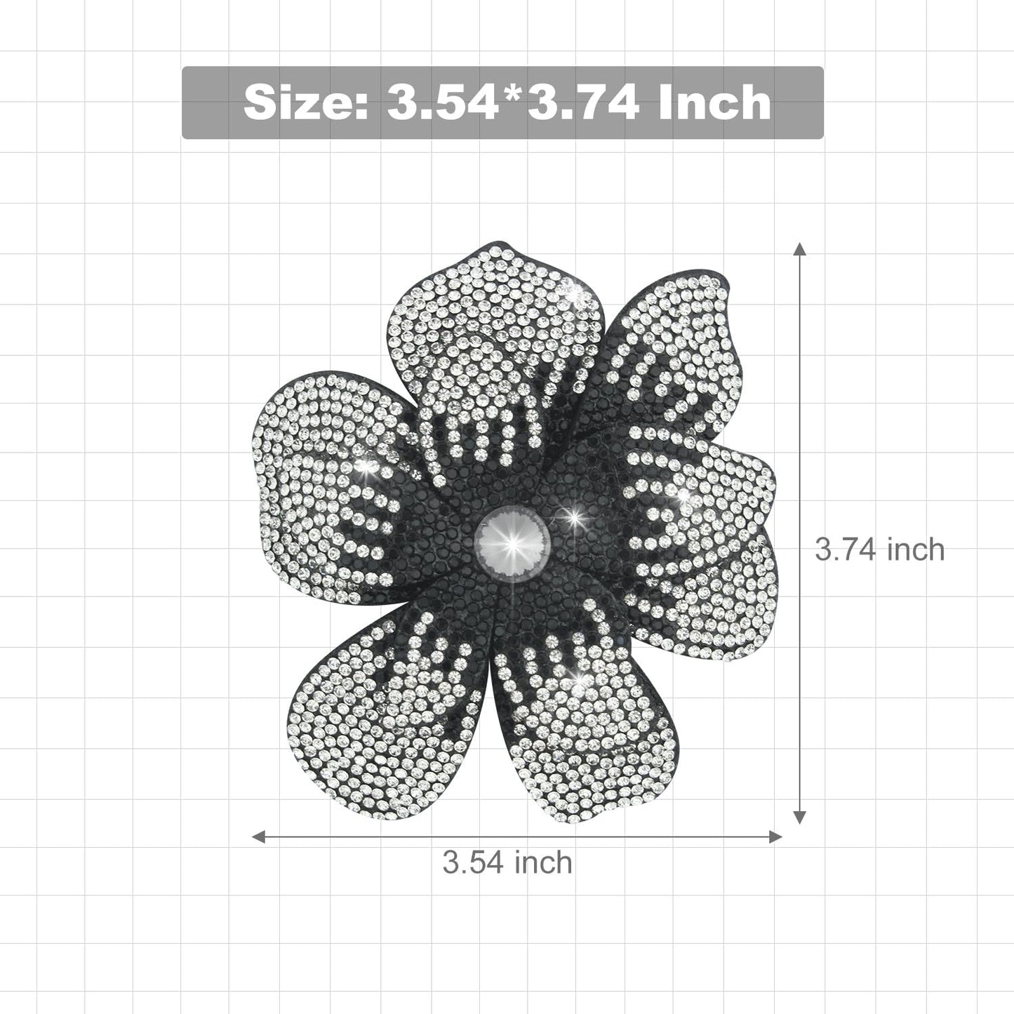 3.74 Inch Rhinestone Camellia Flower Hair Clips | Fashion Accessories Hair Clip | Lapel Pin for Parties & Wedding Events - Stylish Black & White Brooch for Women