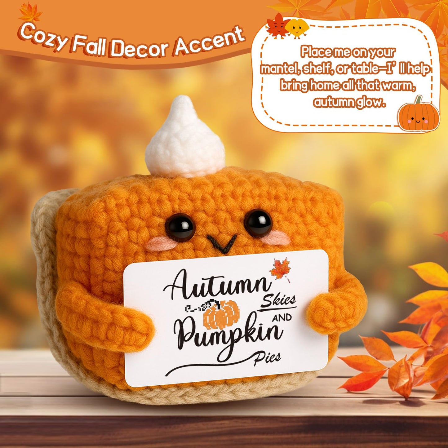 Thanksgiving Fall Decor Mini Pumpkin Pie Crochet Doll, Small Autumn Season Holiday Pumpkin Items Plush Gift, Cute Halloween Home Office Indoor Table Decoration, Christmas Stocking Stuffer Ornament