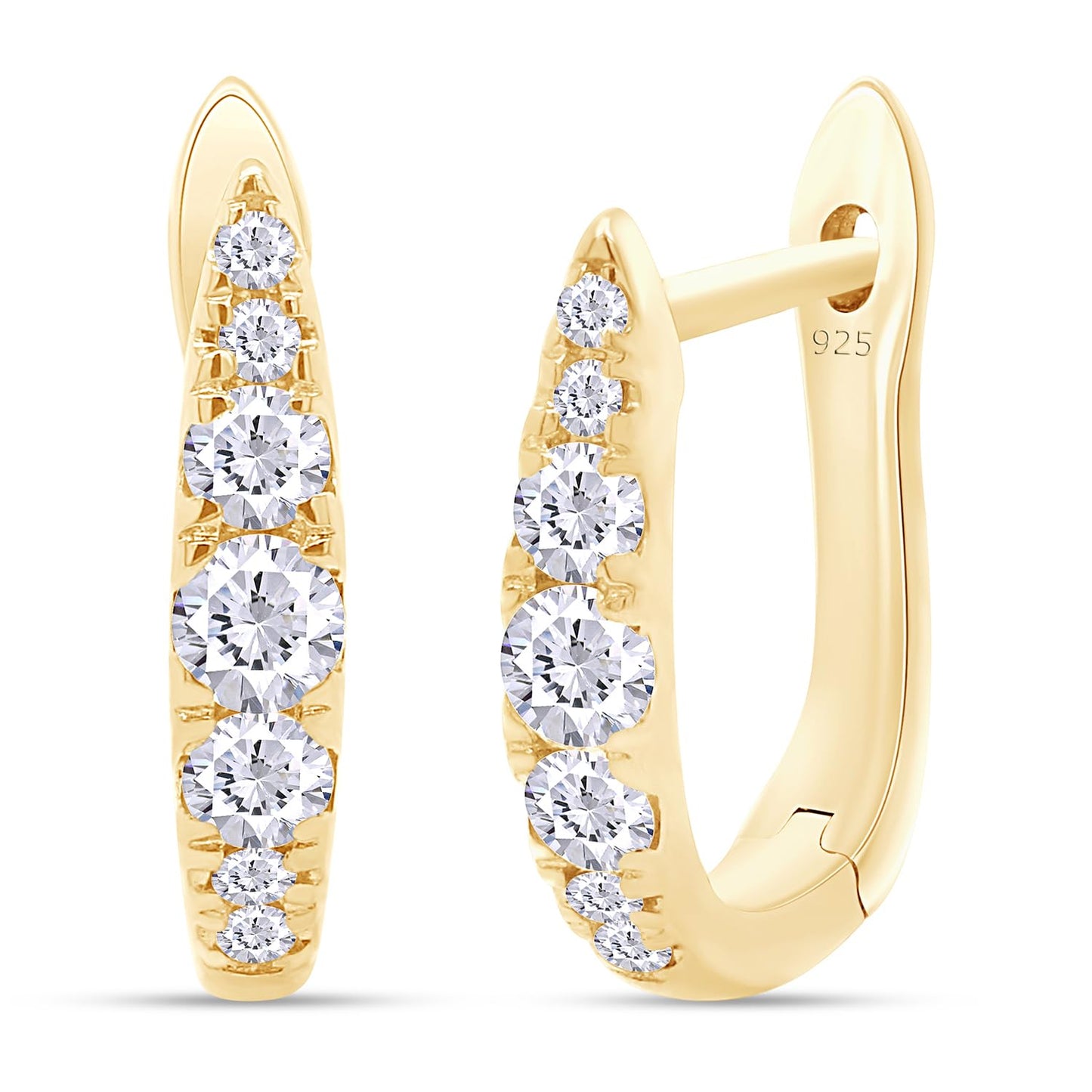 Huggie Hoop Earrings for Women Round Lab Grown Diamond Earrings for Her in 14K Yellow Gold Over Sterling Silver Jewelry
