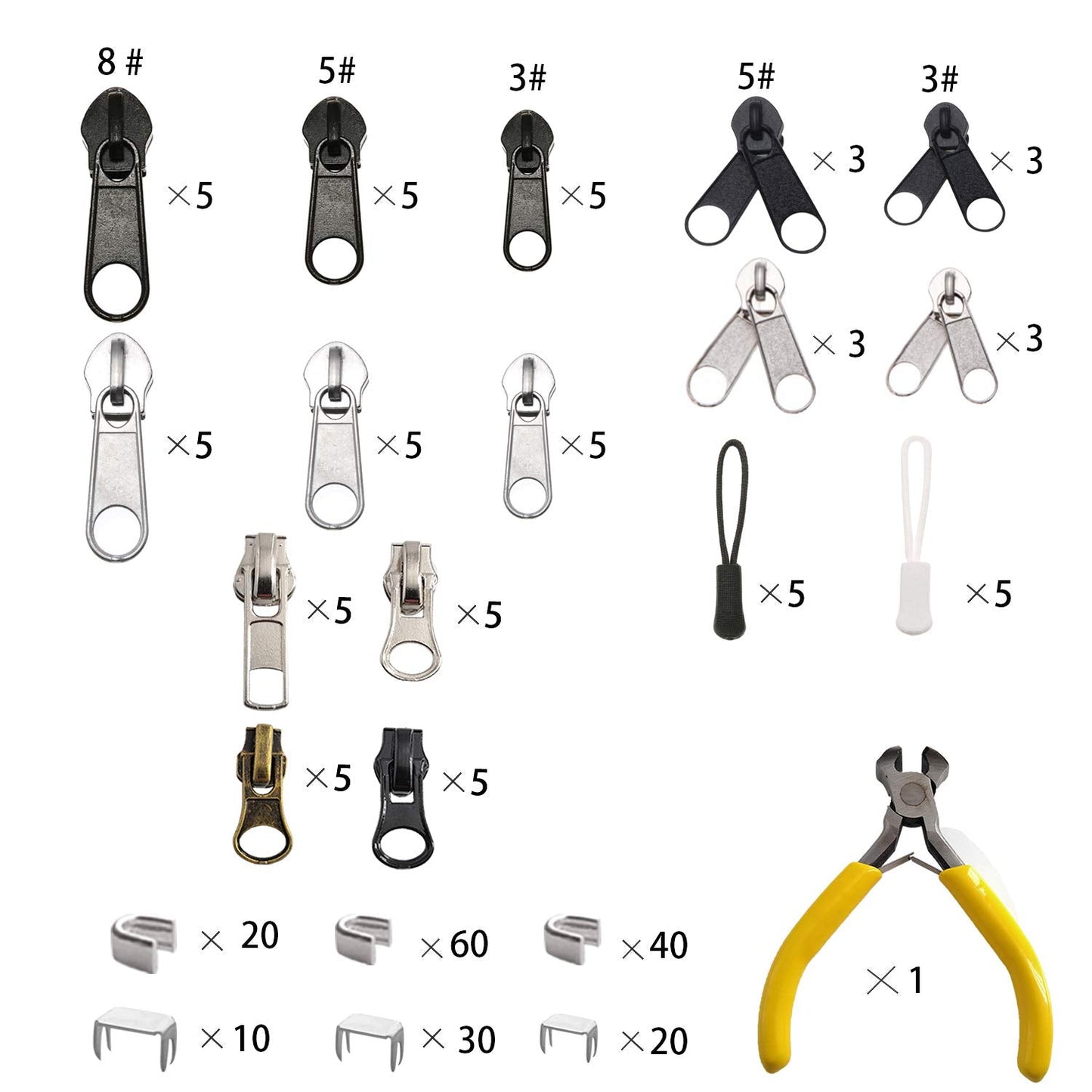 Meikeer 252-Piece Zipper Repair Kit with Replacement Zippers and Pulls, Universal Tools for Luggage, Bags, Jackets, and Outdoor Gear