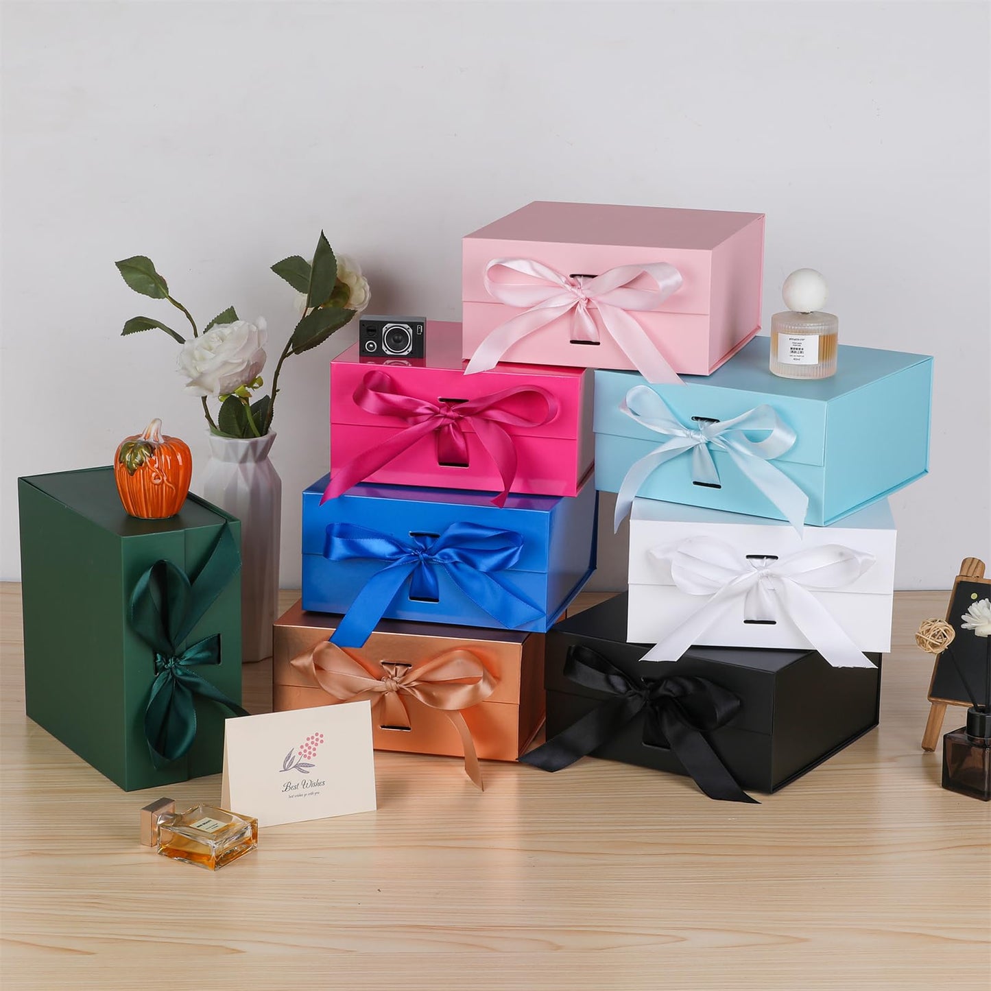 OEMVALATY Green Gift Box,16x16x6 Inches Gift Boxes with Lids for Presents with Magnetic Closure and Ribbon for Wedding,Storage,Birthday