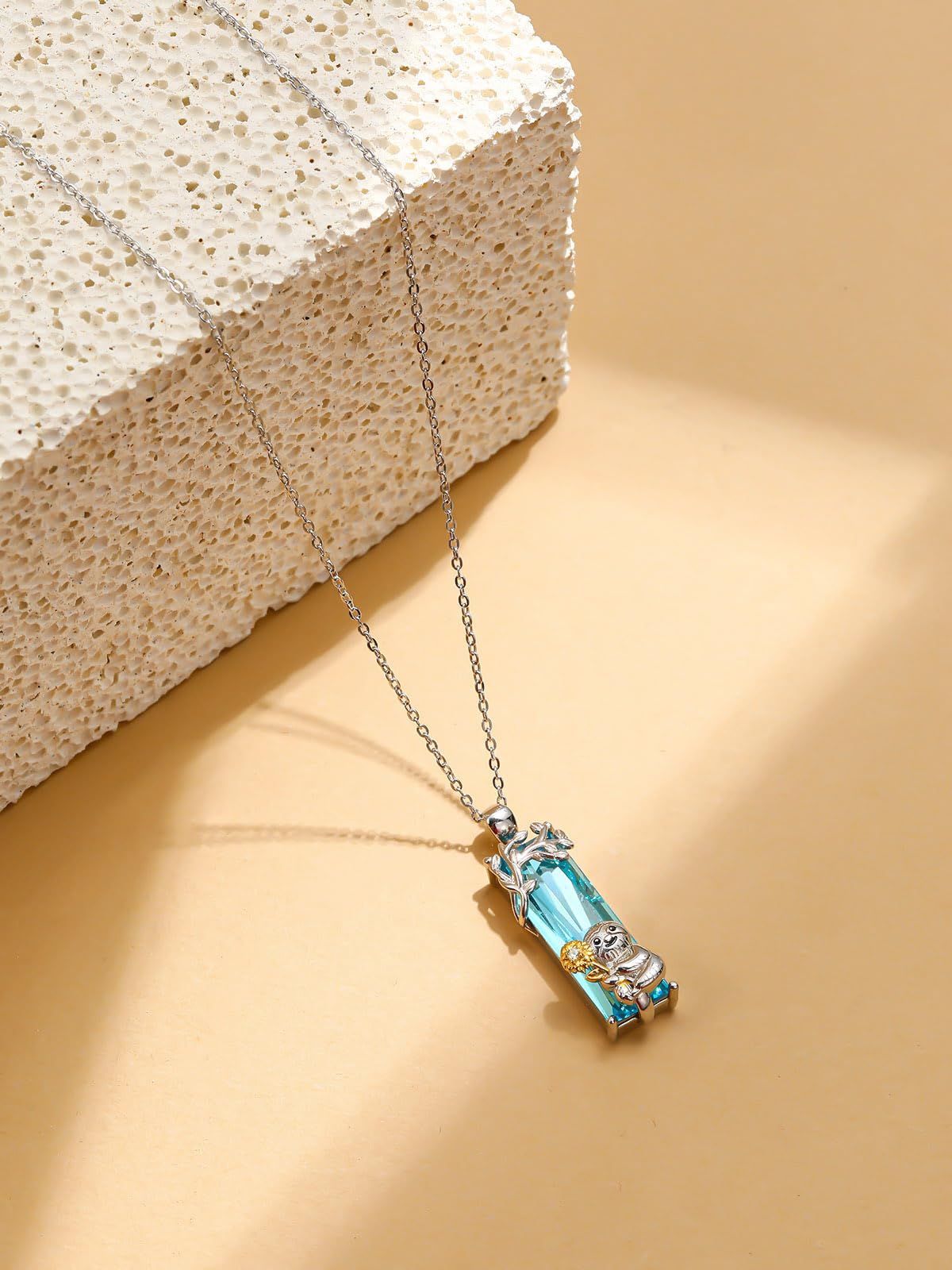 AENEAS Sloth Necklace for Women 925 Sterling Silver Sloth Pendant Necklace Blue Crystal Jewelry Sloth Gifts for Her Daughter Wife Women