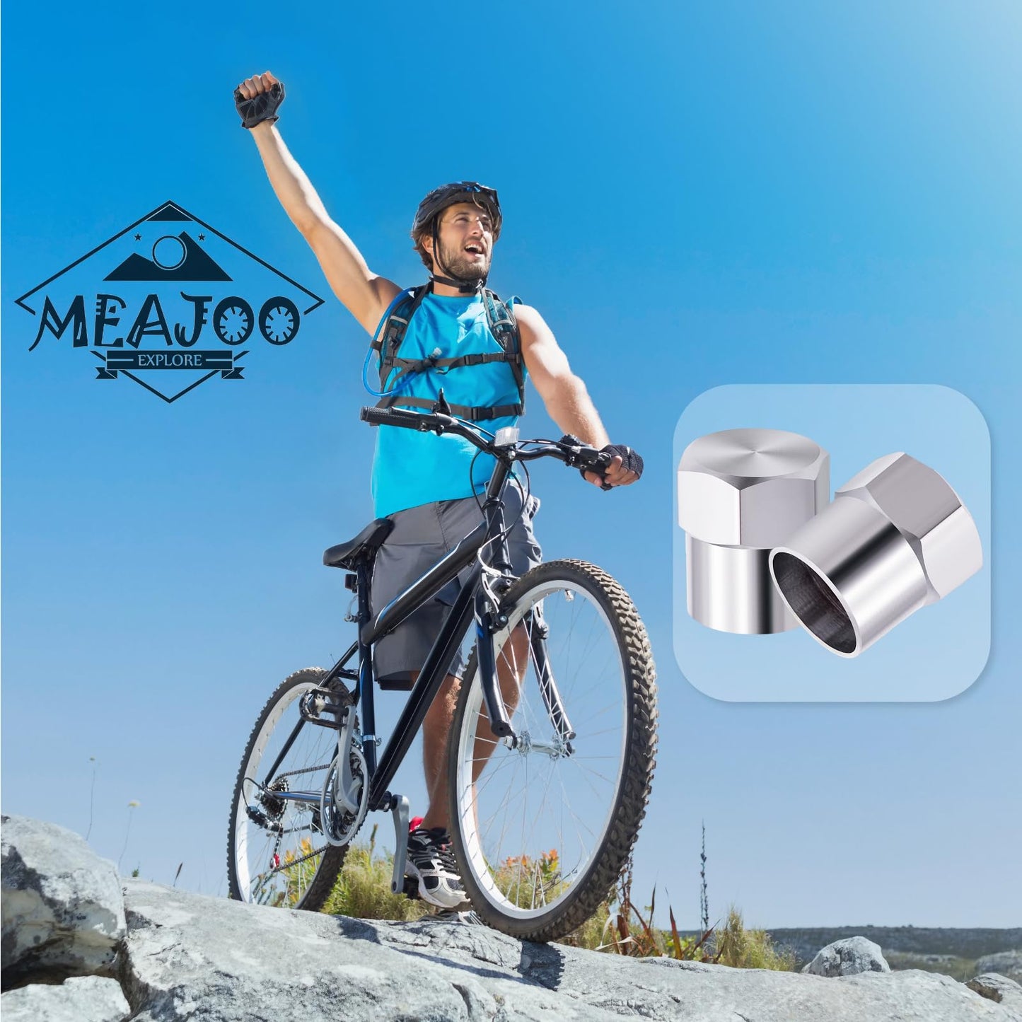 MEAJOO 12PCS Metal Brass Tire Valve Stem Caps, Airtight Seal Heavy Duty Dustproof, Universal Tire Valve Stem Covers for Cars, SUV, Trucks, Bikes, Motorcycles, Bicycles(Silver)