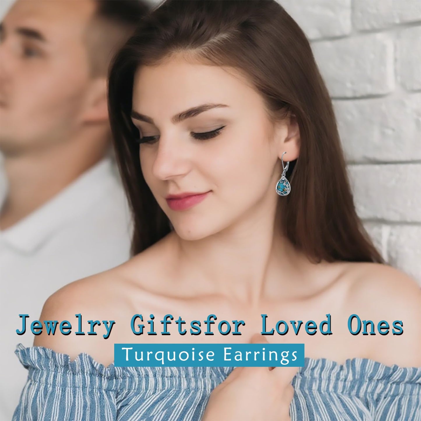 Eetaitai Natural Turquoise Earrings 925 Sterling Silver Pear Leverback Turquoise Earrings Blue Vintage Native American Western Jewelry Women Flower Dangling Earring Mothers Day Gifts for Mom Wife Sister