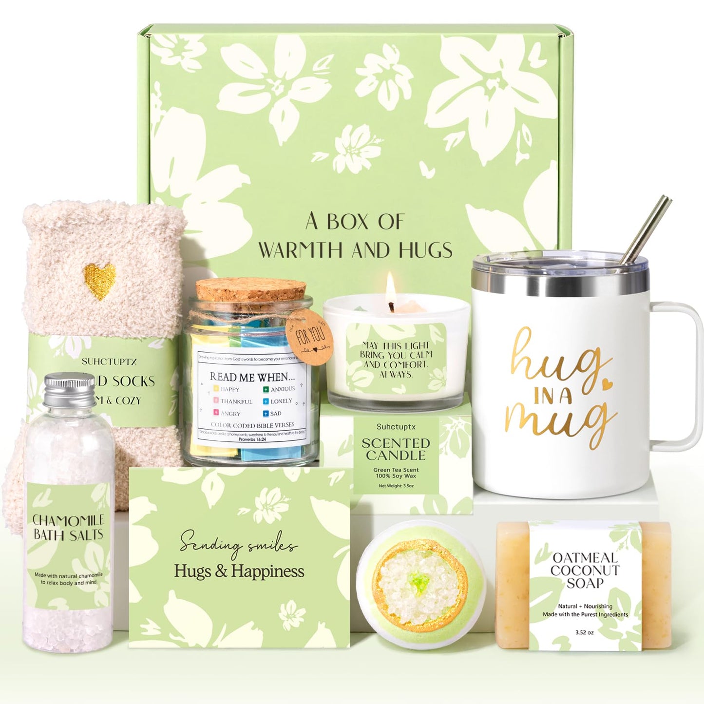 Self Care Get Well Soon Gift Baskets for Women, 8pcs Christian Birthday Gifts for Women Inspirational Christmas Ideas for Mom Her Friend, Care Package After Surgery Thinking of You Sympathy Box