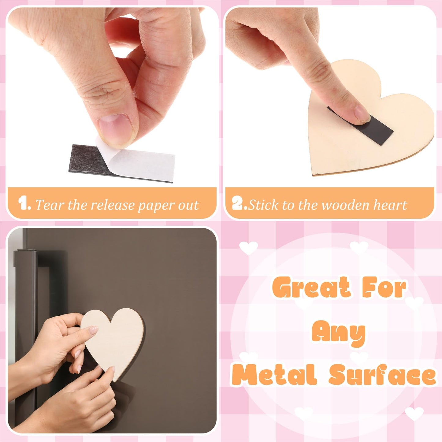 Qunclay 100 Pcs 2 Inch Wooden Heart Magnets for Crafts, Unfinished Wood Hearts Bulk, DIY Fridge Magnets, for Painting, Gift, Mother's Day, Father's Day, Wedding, Home, Party Decorations