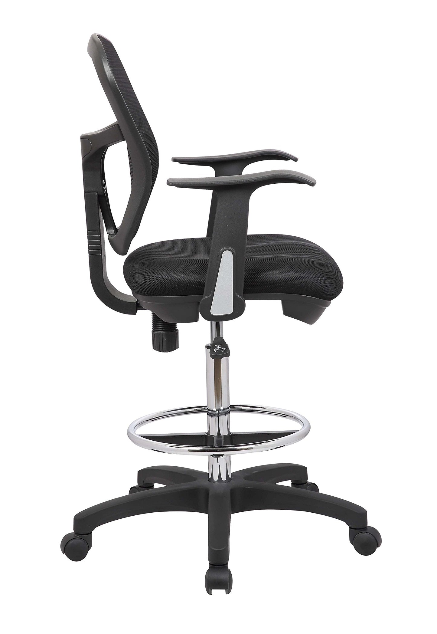 OfficeFactor Drafting Chair Tall Office Chair with Arms Executive Ergonomic Standing Desk Chair with Anti Scratch Wheels and Footrest