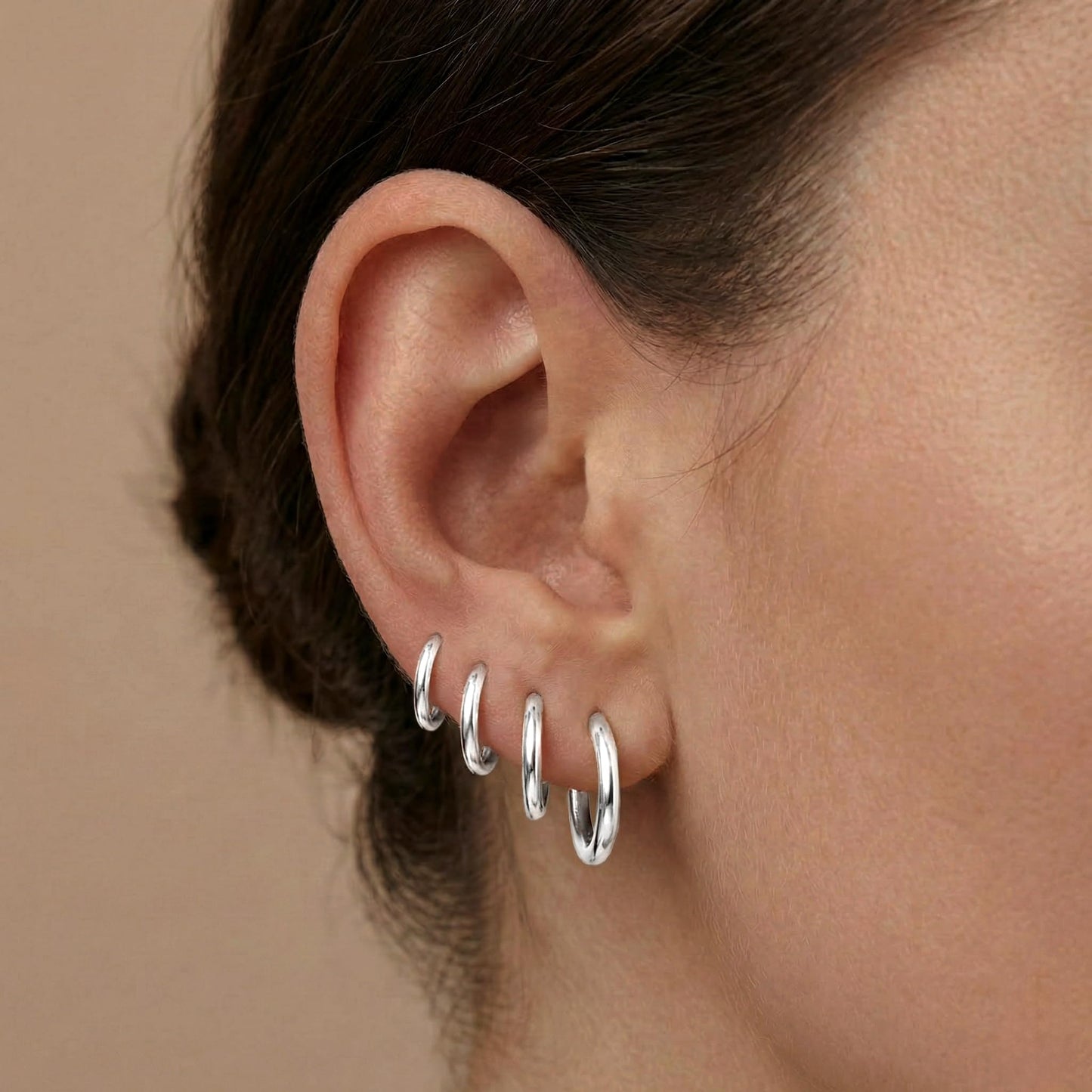 Gokeey 316L Surgical Stainless Steel Silver Huggie Hoop Earrings 6mm 8mm 10mm 11mm 12mm 14mm, Hypoallergenic Earrings Silver Hoops Cartilage Helix Lobes Hinged Sleeper Earrings For Men Women
