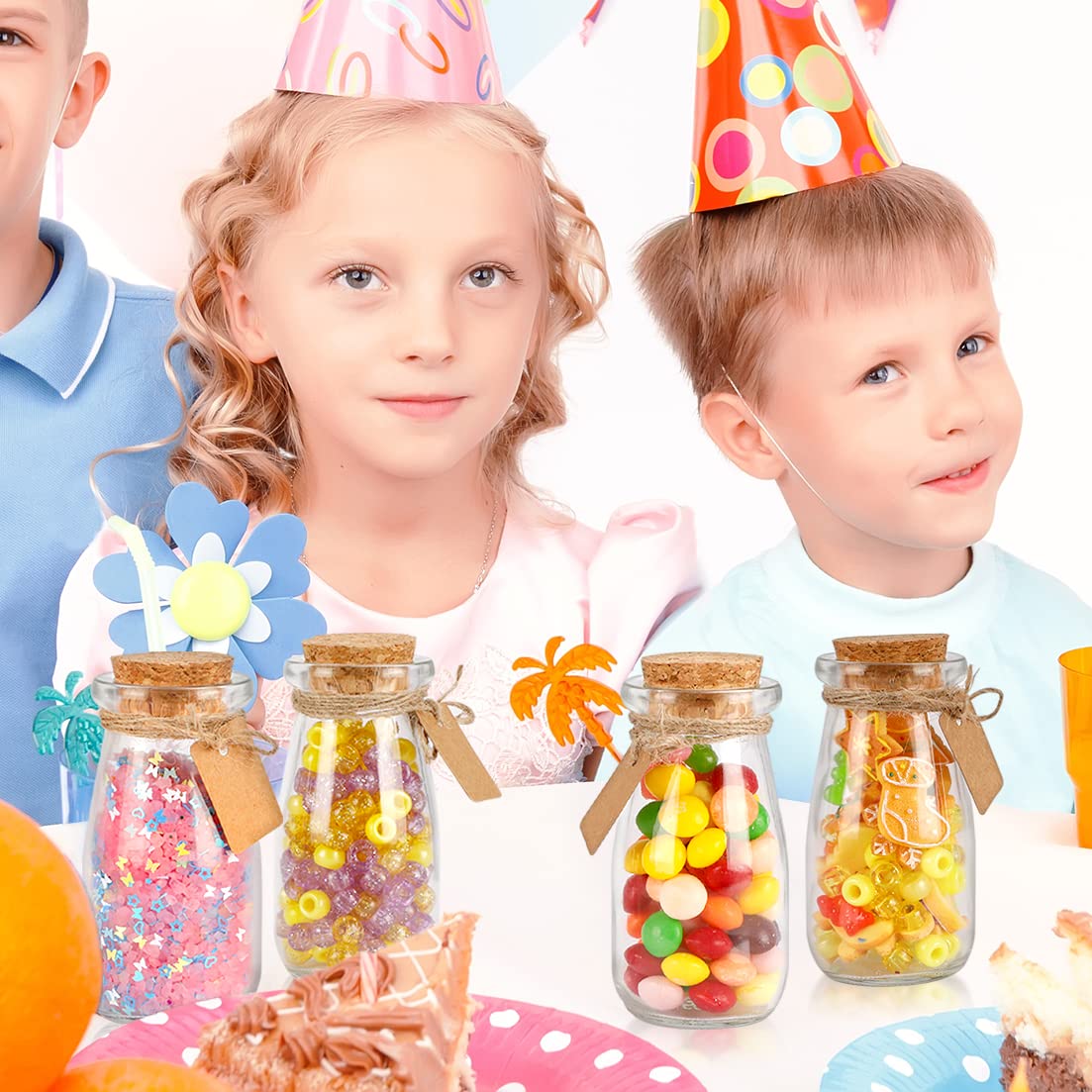 CUCUMI 12pcs 3.4oz Small Glass Jars with Lids, 100ml Candy Jars Potion Bottles with Cork, Mini Jars Set for Party Wedding Favors Halloween Décor