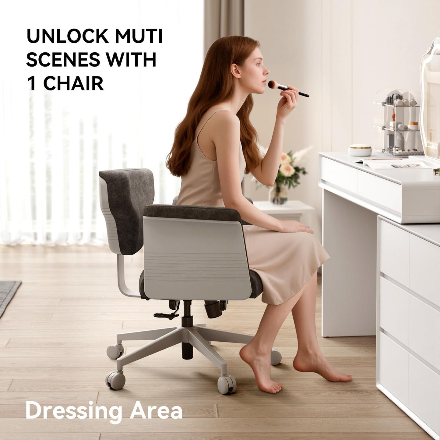 Newtral Freedom-X Criss Cross Chair with Wheels & Amrests- Cross Legged Office Chair with Laptop Tray, Multi-Position Recliner Chair, Adjustable Ergonomic Chair, Relax, Work from Home
