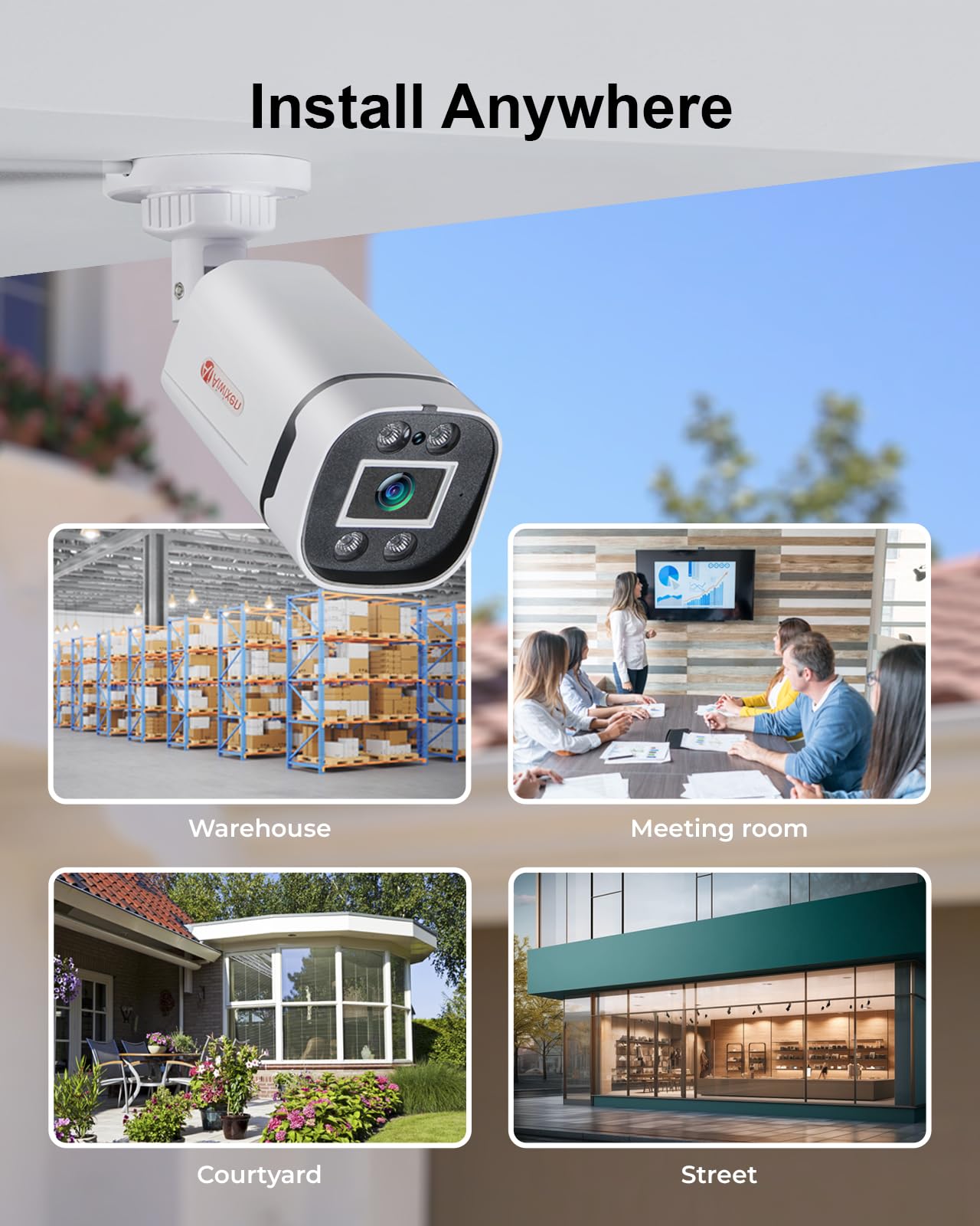 AIWIXEN 8CH H.265+ 3K Lite Wired CCTV Security Camera System with Human Vehicle Detection, 4X IP68 5MP Surveillance Camera for Indoor Outdoor, 512GB Hard Drive for 24-7 Recording, Remote Access
