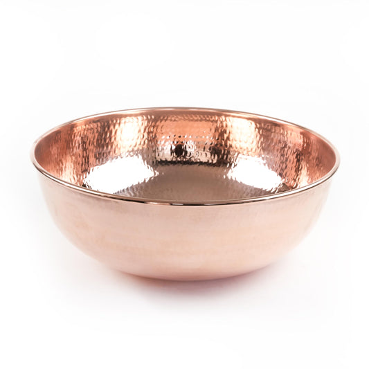 ALFIQ Hammered Copper Pedicure Bowl, 20 Inches, Portable Foot Basin for Relaxation, Pure Copper