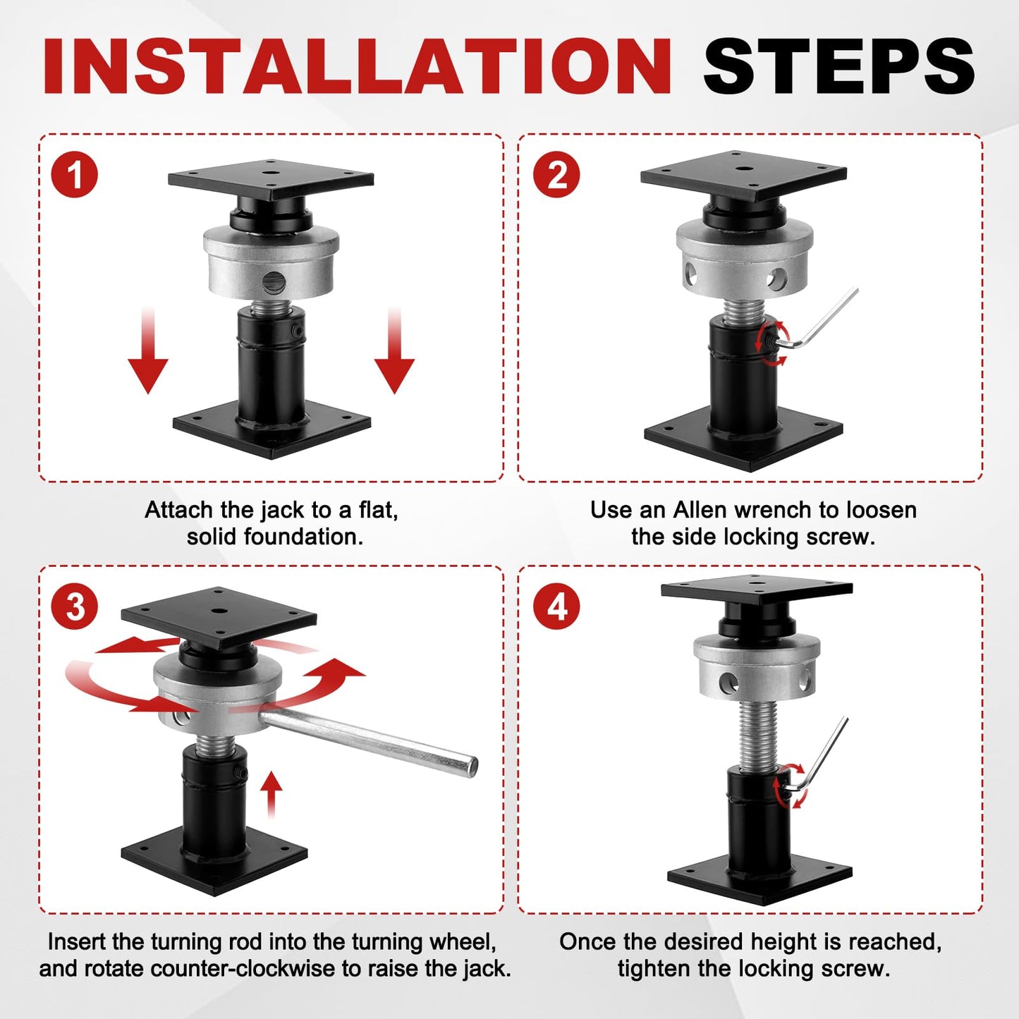 TRUCFUSION Screw Jacks Post Home Leveling, 9.5-15" House Floor Jacks, Foundation Floor Jack for Crawl Space, 22,046 lbs Load Capacity, 2 PCS Black