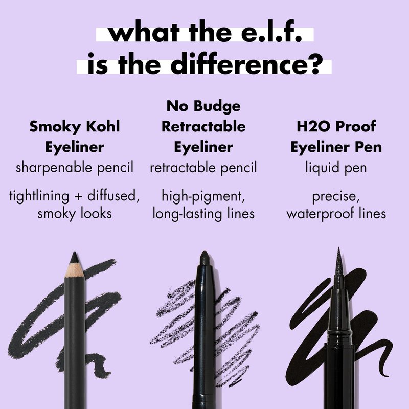 e.l.f. Smoky Kohl Eyeliner, Eye Pencil For Creating Long-Lasting, Bold, High-Pigmented Makeup Looks, Vegan & Cruelty-Free, Black Velvet
