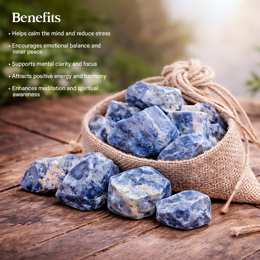 Crocon® 1LB Sodalite Rough Bulk Rocks Natural Stone Spiritual Gifts Raw Gemstone Crystals and Stones Tumbling Cabbing Polishing Gem Mining Chakra Balancing Reiki Healing Good Luck Home Office Décor