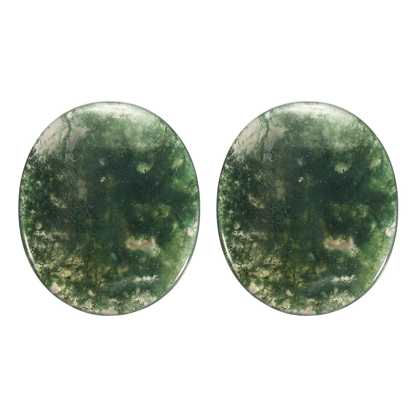 MECCANIXITY 2 Pcs Thumb Worry Stone for Anxiety, Moss Agate Relief Crystals Hand Thumb Stones Pocket Gems Natural Polished for Yoga Meditation Relief