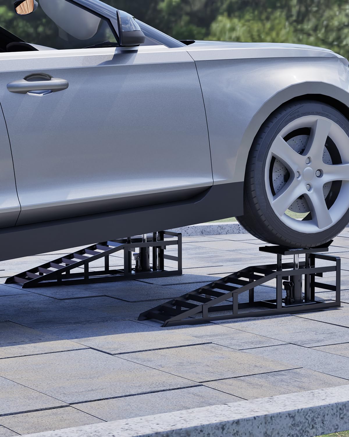 Hydraulic Car Ramps 5 T 11000 LBS, 2 Pack Heavy Duty Steel Car Ramps Lift Height 11.61 in-16.21 in, Low Profile Car Lift Service Ramps Truck Trailer Garage