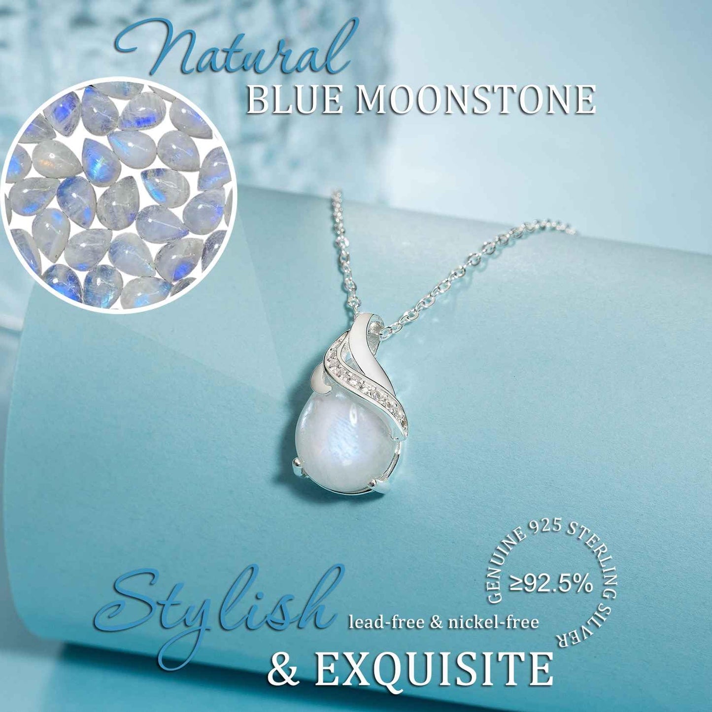 AnalysisyLove Sterling Silver Moonstone Necklace, New Beginnings, Inspirational Gifts for Women, Moonstone Jewelry, Best Friend Birthday Gift ideas
