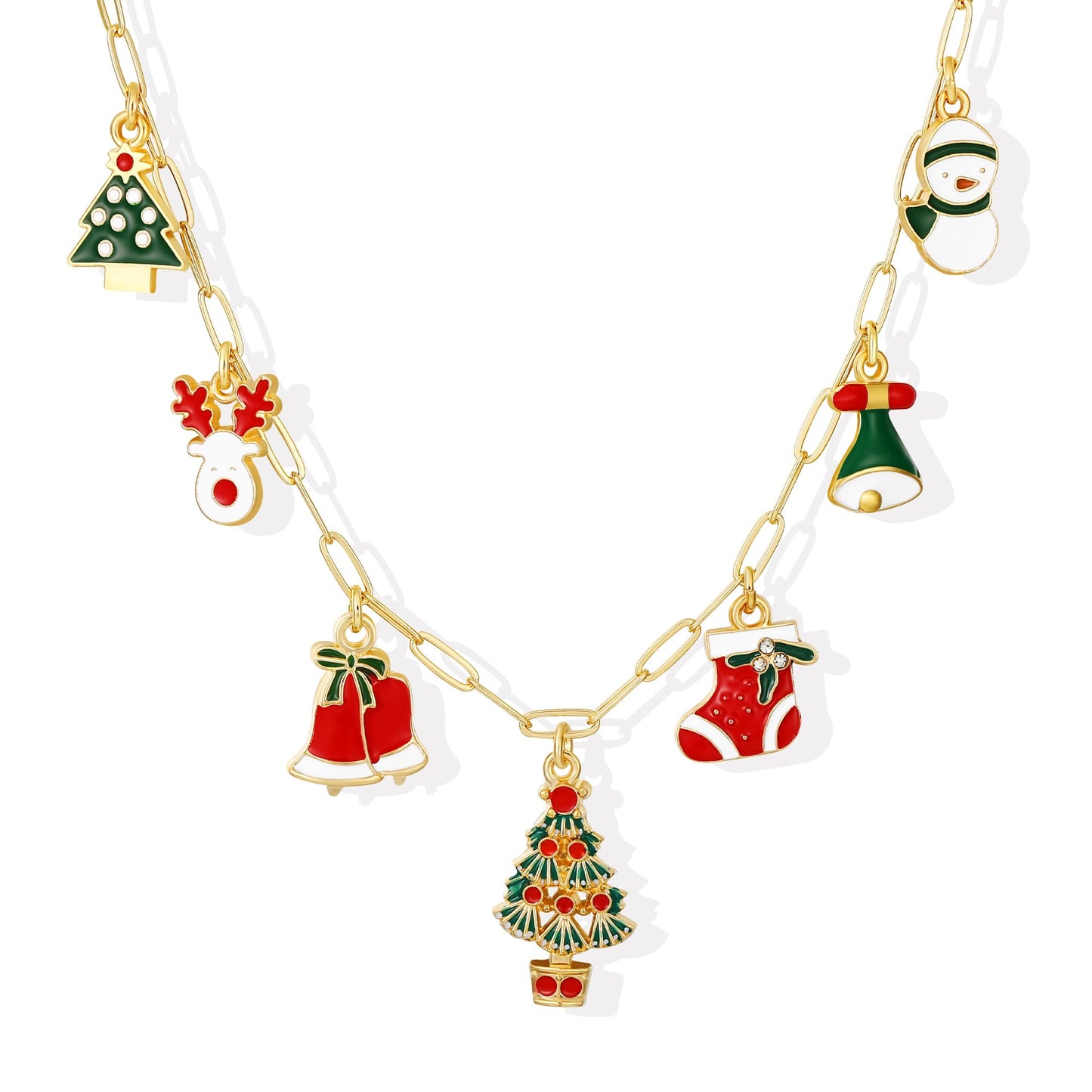 Lydow Christmas Necklaces Jewelry Gifts for Women, Charm Christmas Tree Snowflake Accessories Snowman Jingle Bell Reindeer Winter Xmas Party Holiday