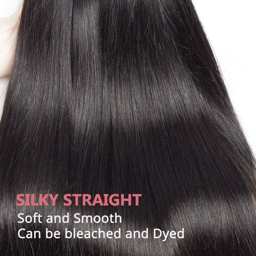 Human Hair Bundles Straight Bundles Human Hair 20 20 20 Inch 100% Unprocessed Brazilia Virgin Hair Double Weft Weave Deals Natural Black - 3 Pack, Style Keep Texture Silky Soft, Hair Extension