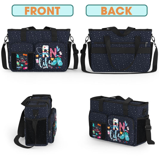 84hoods Shoulder Bag for Work. Waterproof Work Bag with Large Compartments, Padded Laptop Storage and Multiple Pockets. RN Gift for Registered Nurse. RN Life.