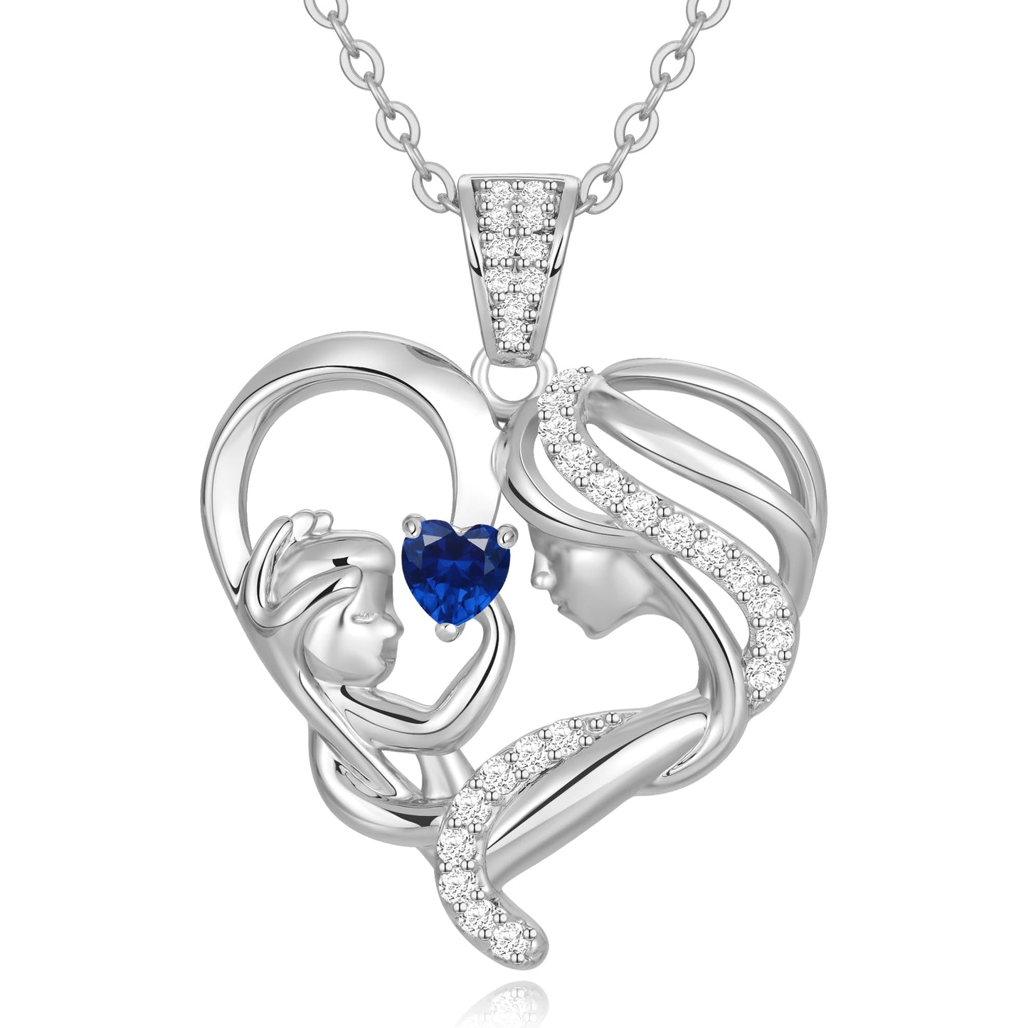 Zifeel Mothers Day Gifts for Mom Wife Her Grandma, S925 Sterling Silver Birthstone Necklaces Jewelry for Women, Mother's Day Love Heart Pendant Necklace for Anniversary Birthday Christmas Day
