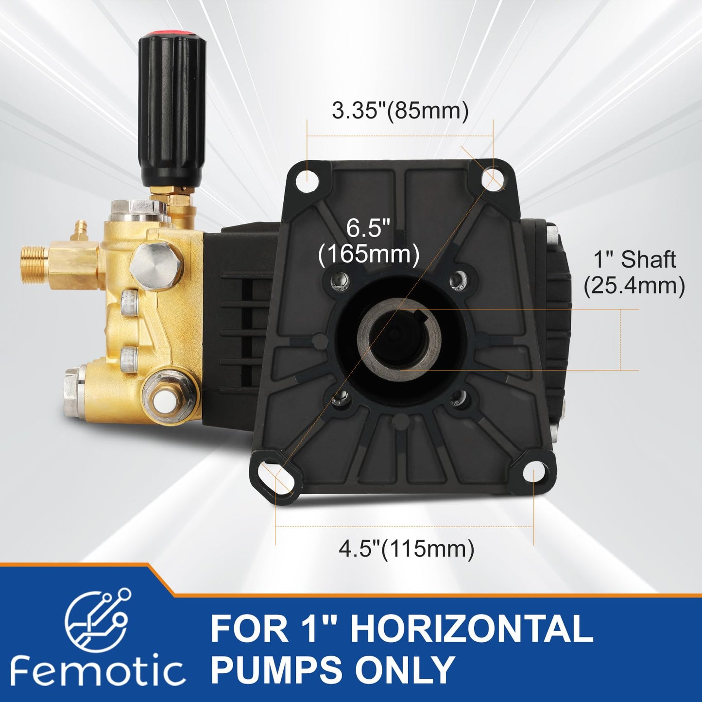 Femotic Pressure Washer Pump 1 Inch Shaft,Pressure Washer Pump 4400 psi,Power Washer Pump 4.8gpm 8-15 HP 22 Pounds Including Lubricant,Compatible with Simpson Honda Dewalt Troybilt