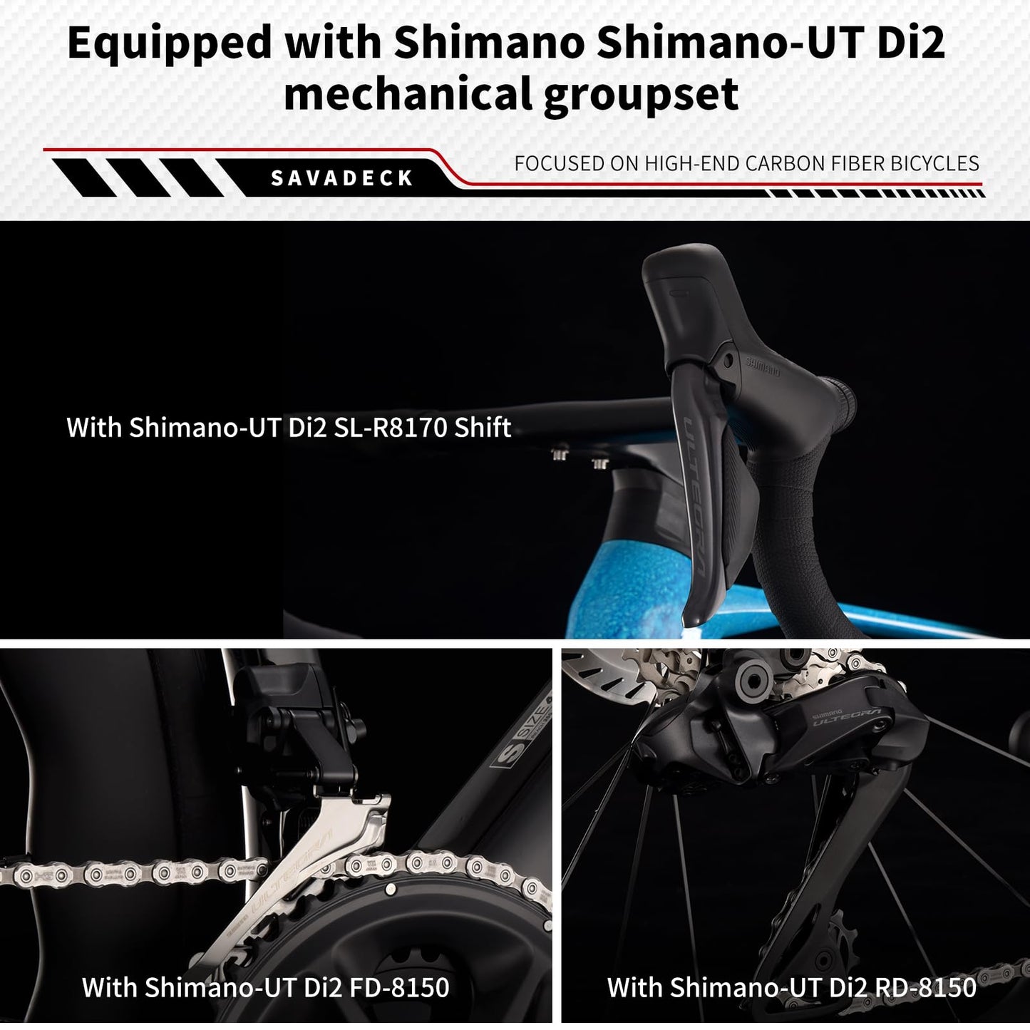 SAVADECK SLR8-Ultegra Full Carbon Road Bike with Shimano 105 R8170 24S Set for Adults, (Wave Pattern(W45), Blue, 45cm)