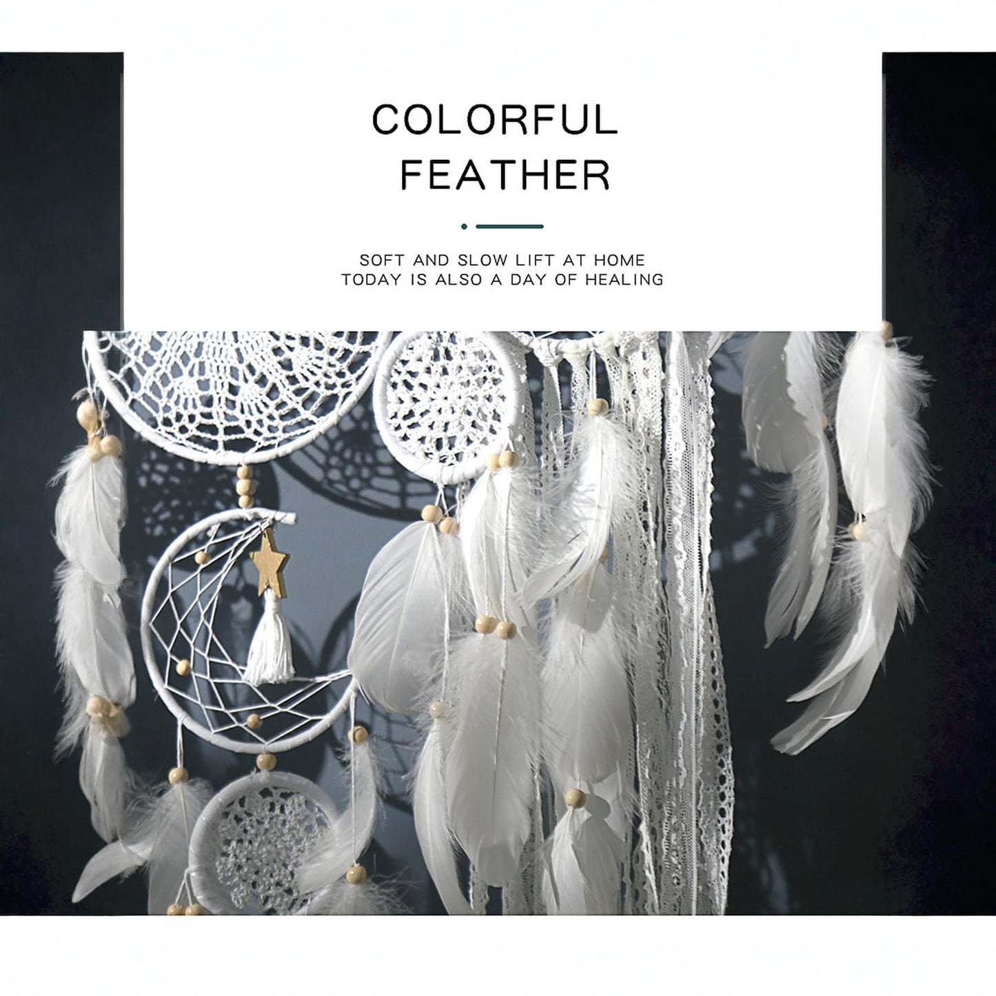 Dream Catcher Wall Decor,Large Boho Dream Catcher with Luxurious Feathers & Beads, Handmade Wall Hanging for Bedroom,Living Room, Gift Ready for Girls & Adults (Camel)