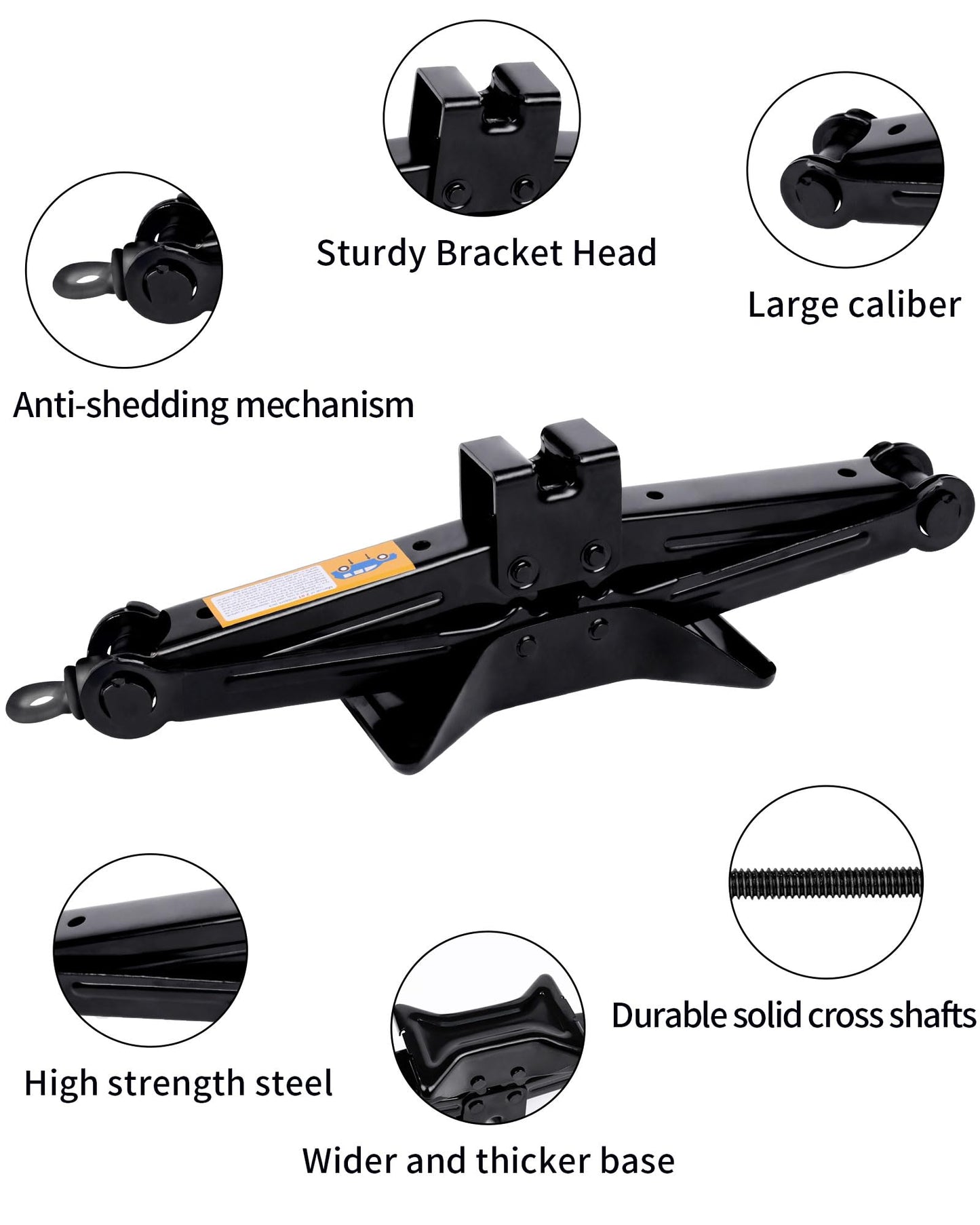1.5-ton Scissor Jack in Your car's Roadside Emergency kit, Must-Have Spare tire Replacement Stand Tool for Your Vehicle, Telescoping Lug Nut Removal Tool, Ratchet Wrench, Tire Pressure Gauge (1.5T)